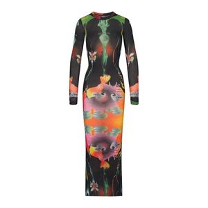 Skims Summer Mesh Obsidian Print Dress